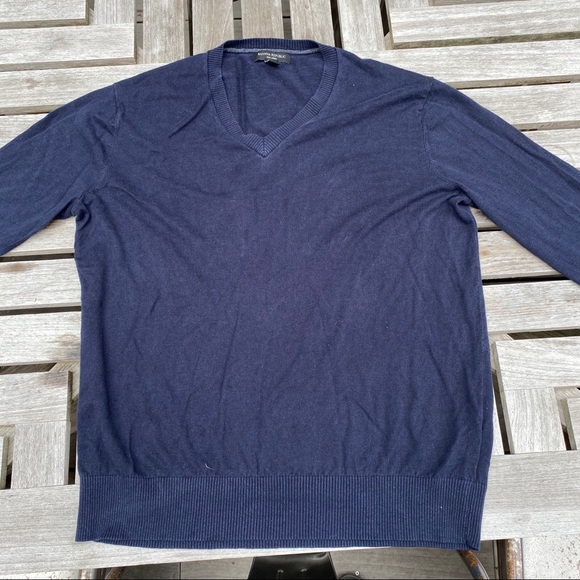 Navy Blue banana republic vneck sweater silk/linen - Picture 3 of 6